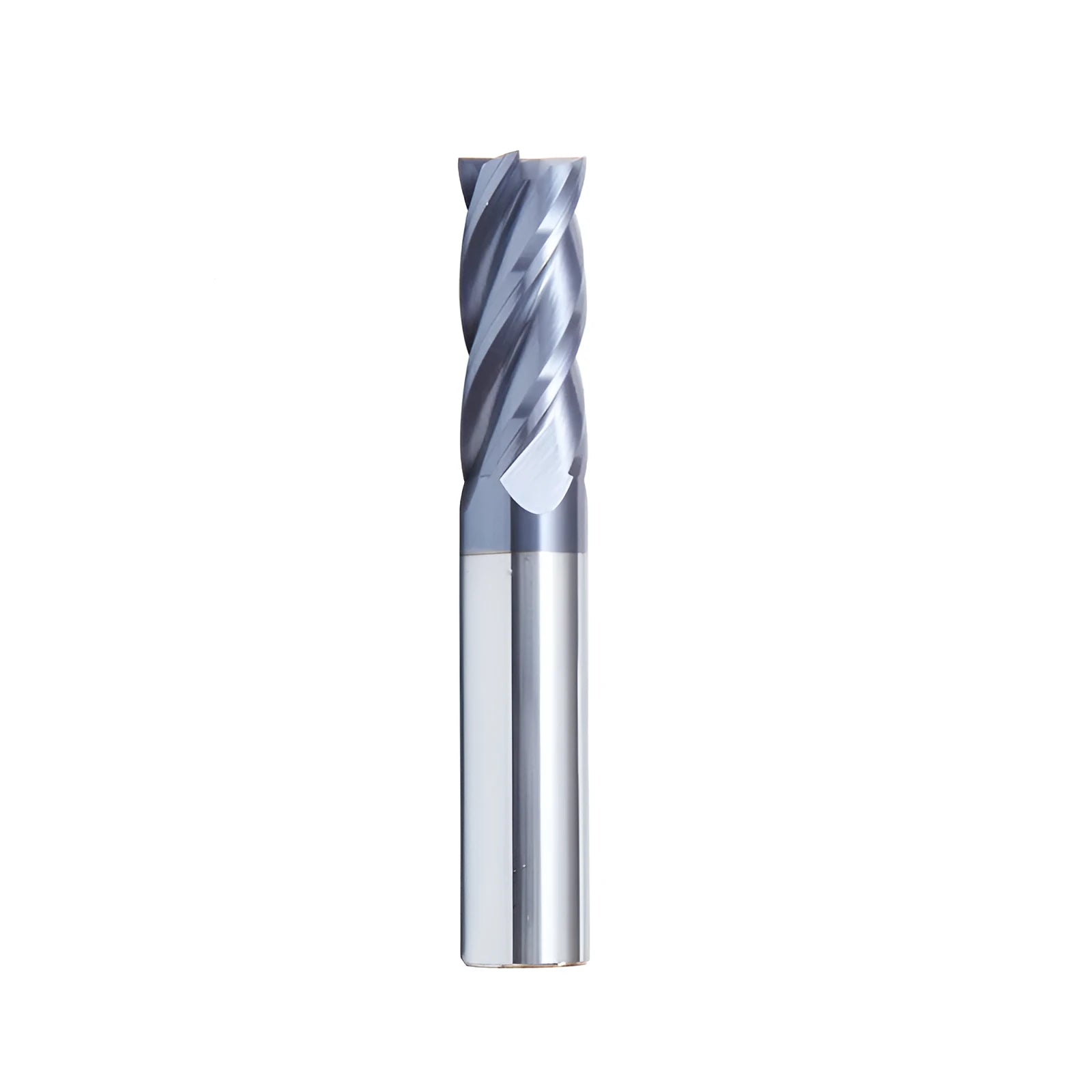 Carbide four-flute straight shank milling cutter with spiral cutting edges