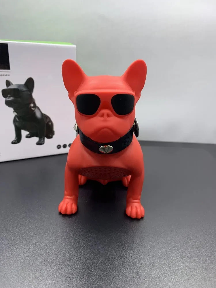 Mini Bulldog Bluetooth wireless speaker in black, red or white colour options.