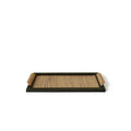 Pine wood dining tray with compartments shown in large and small size options.