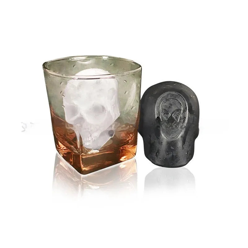 3D Halloween skull ice cube tray made from blue food grade silicone