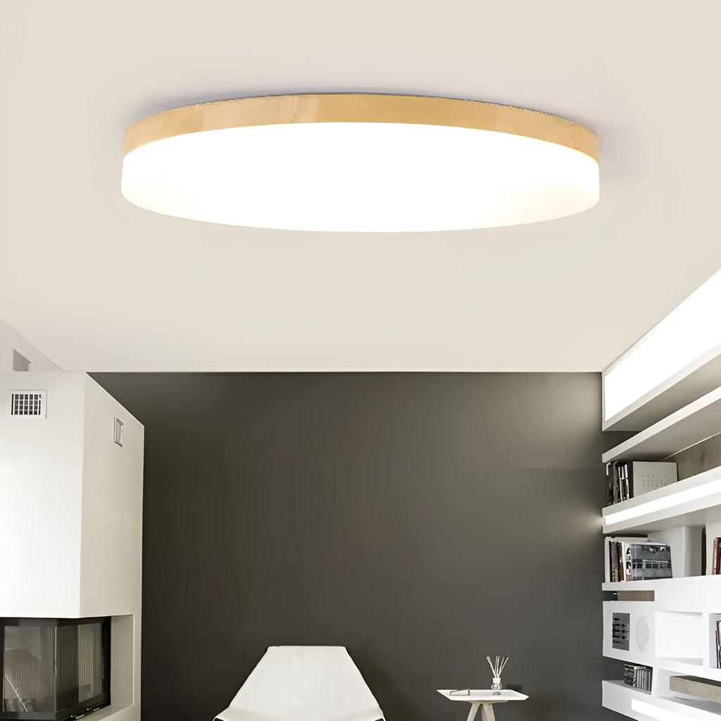 Japanese minimalist wooden and acrylic LED ceiling light in three size options