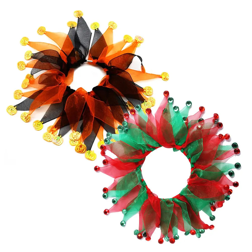 Tie-dye pet collar in Christmas and Halloween styles with cloth material construction