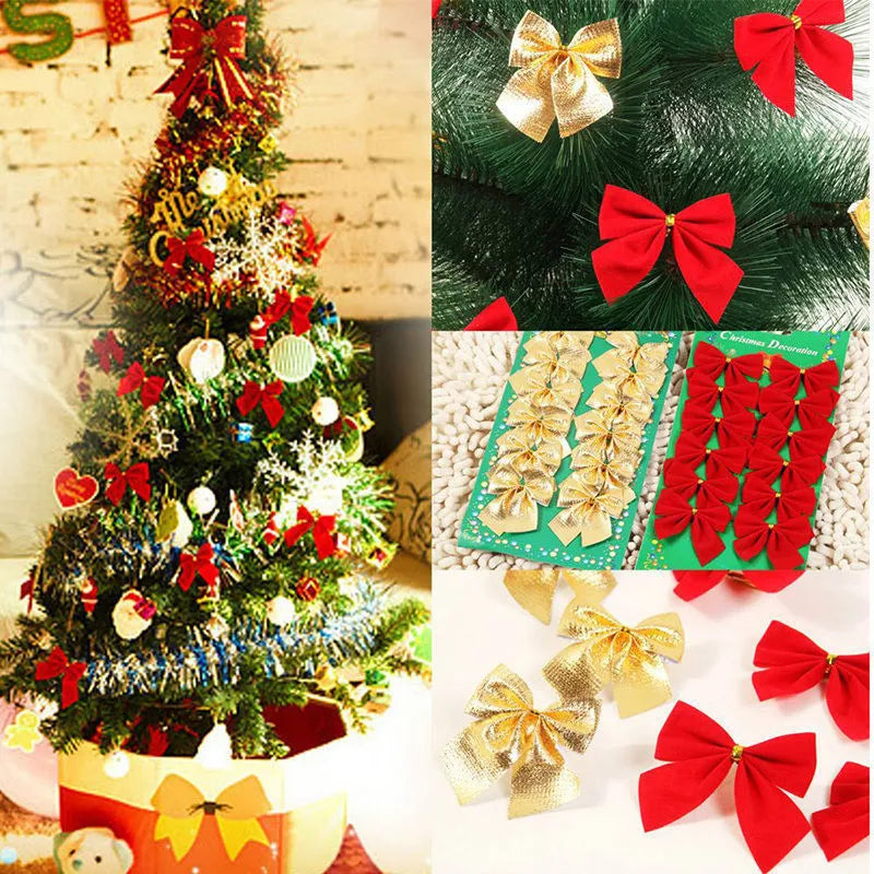 5 cm Christmas decoration bow in polyester material with red, gold, silver, and red gold colour options