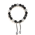Black agate map stone diamond-shaped bracelet with volcanic rock texture and electroplated finish