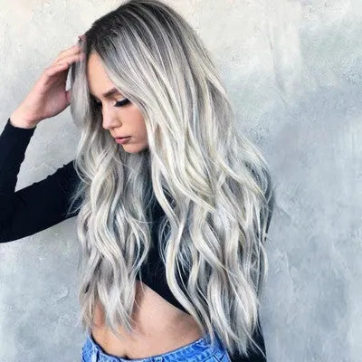 Long curly wig 70cm black gradient colour high temperature wire synthetic hairpiece