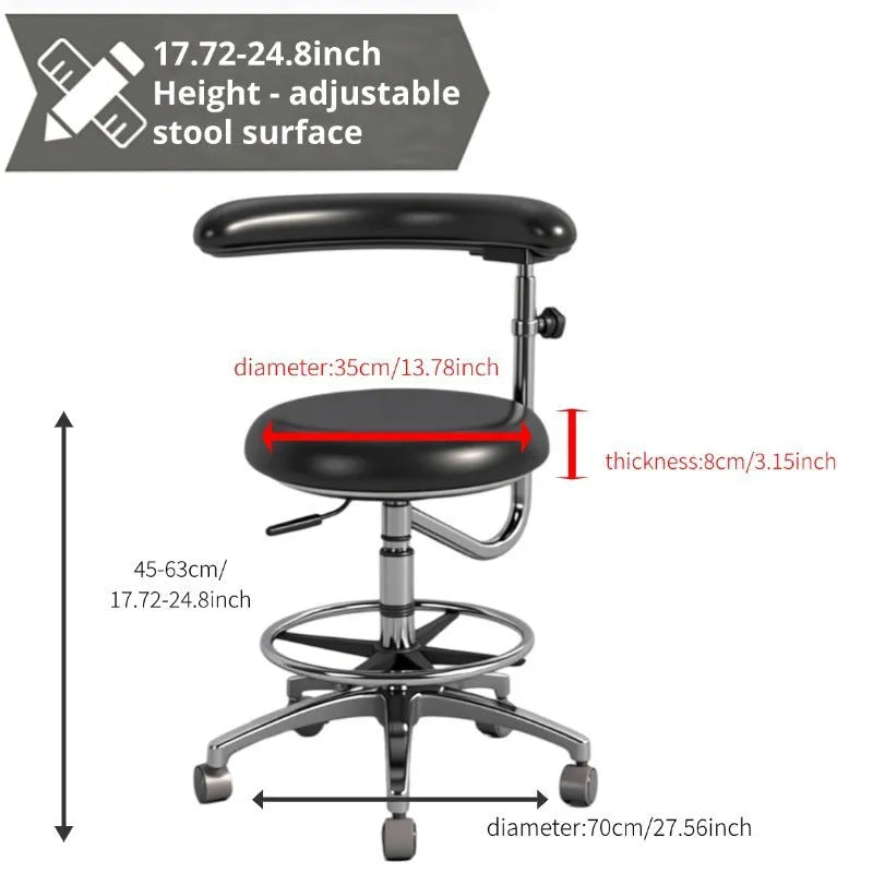 Black leather dental hospital chair for dentist or nurse use in a clinical setting.