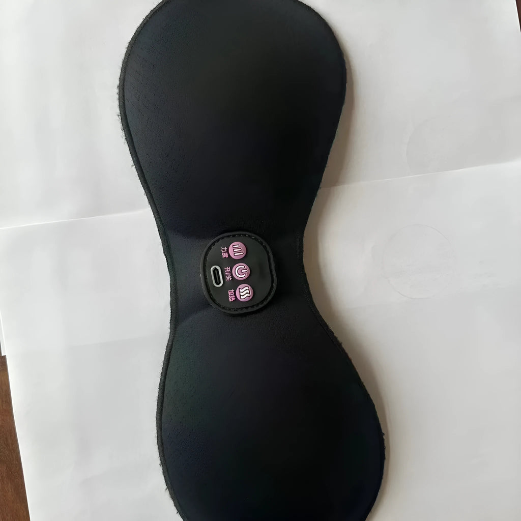 Black electric massage chest paste with adhesive stickers and 3-key English interface for vibration massage