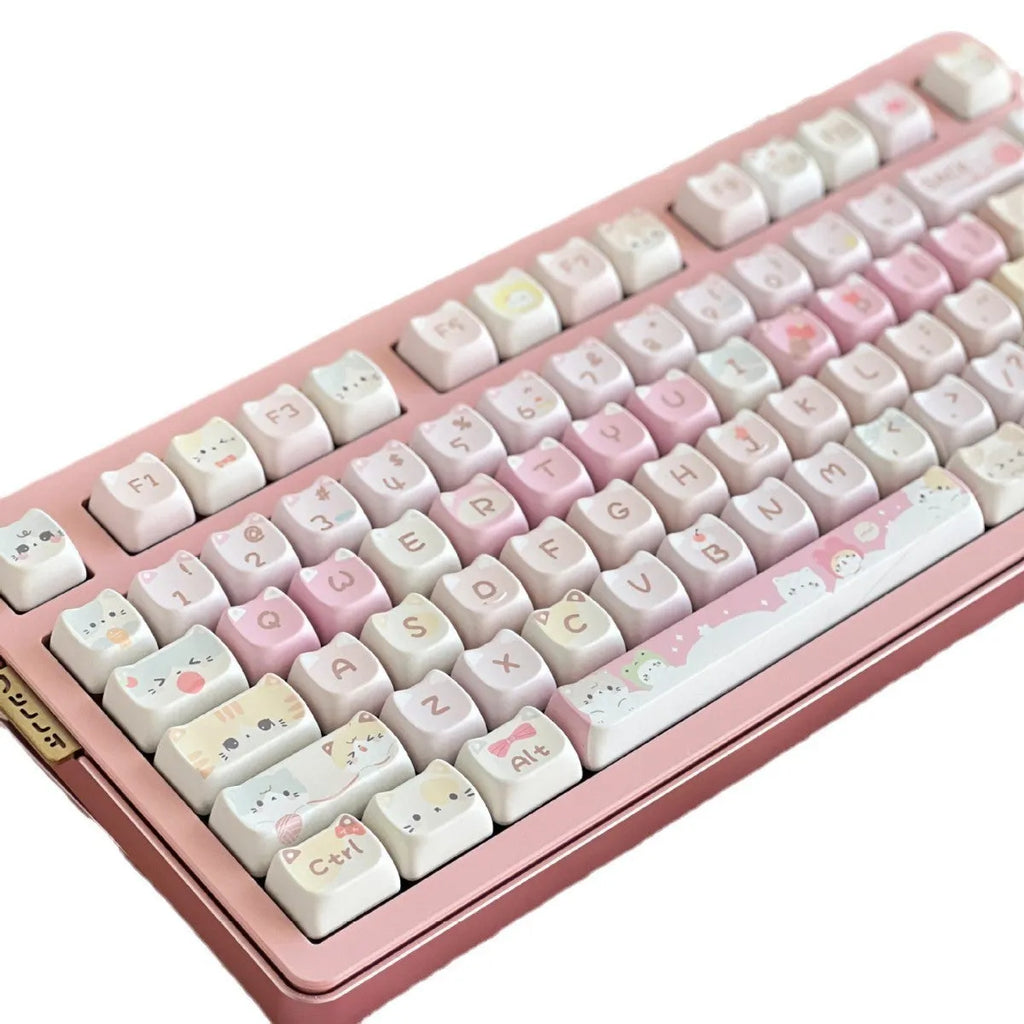 Meow Meow Team anime cat girl design 141-piece mechanical keyboard keycap set with five-sided sublimation printing.