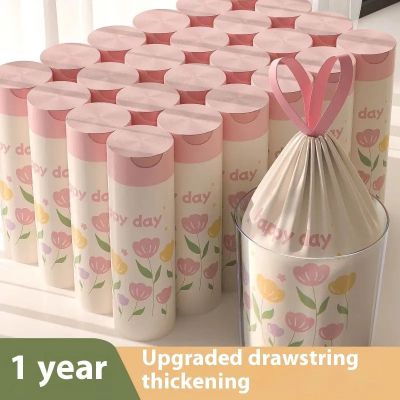 Pink drawstring garbage bags with argy wormwood mosquito repellent, size 44cm by 48cm.