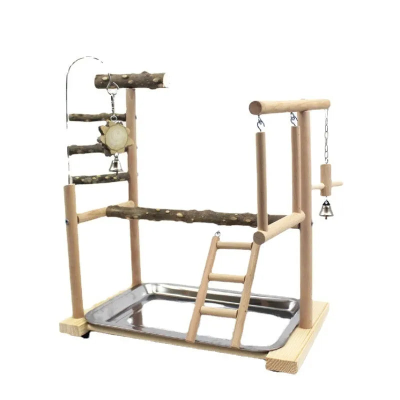Parrot toys set with wooden tiger skin toy, peony stand, and pepper wood components for medium bird cages