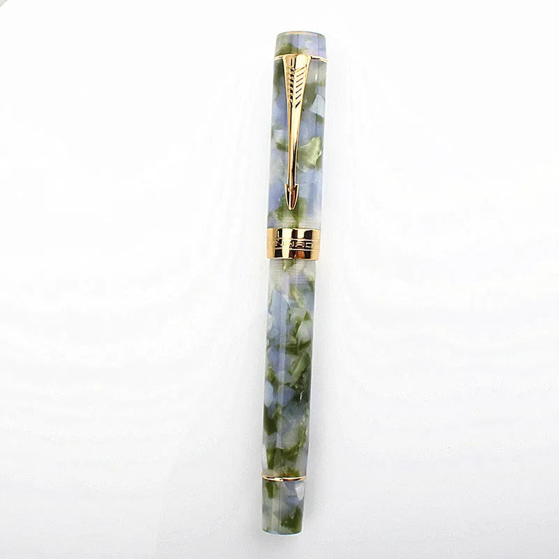 Deep bath green metal ballpoint pen showing three tip size options: 0.5mm, 0.7mm, and 1.0mm