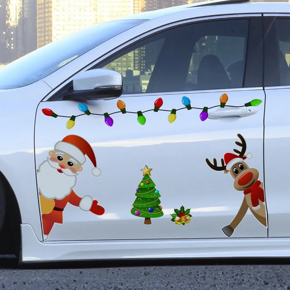 Christmas elk reflective magnetic car decoration sticker in cartoon style