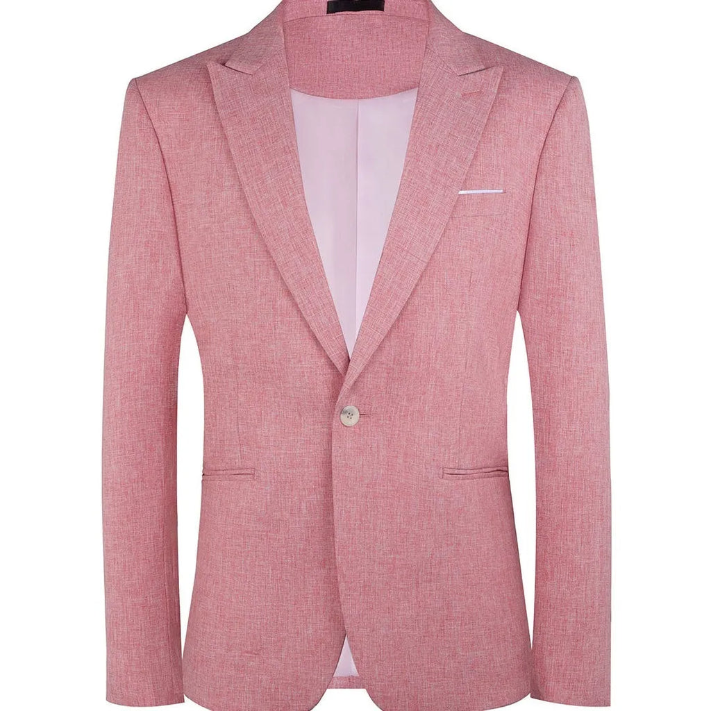 Men's Western style casual suit jacket in light blue or pink for spring and summer wear