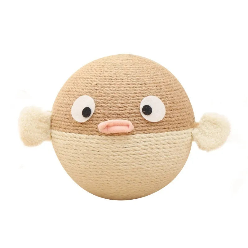 Colourful cube-shaped puffer leakage food feeder pet toy made of sisal hemp, measuring 15cm.