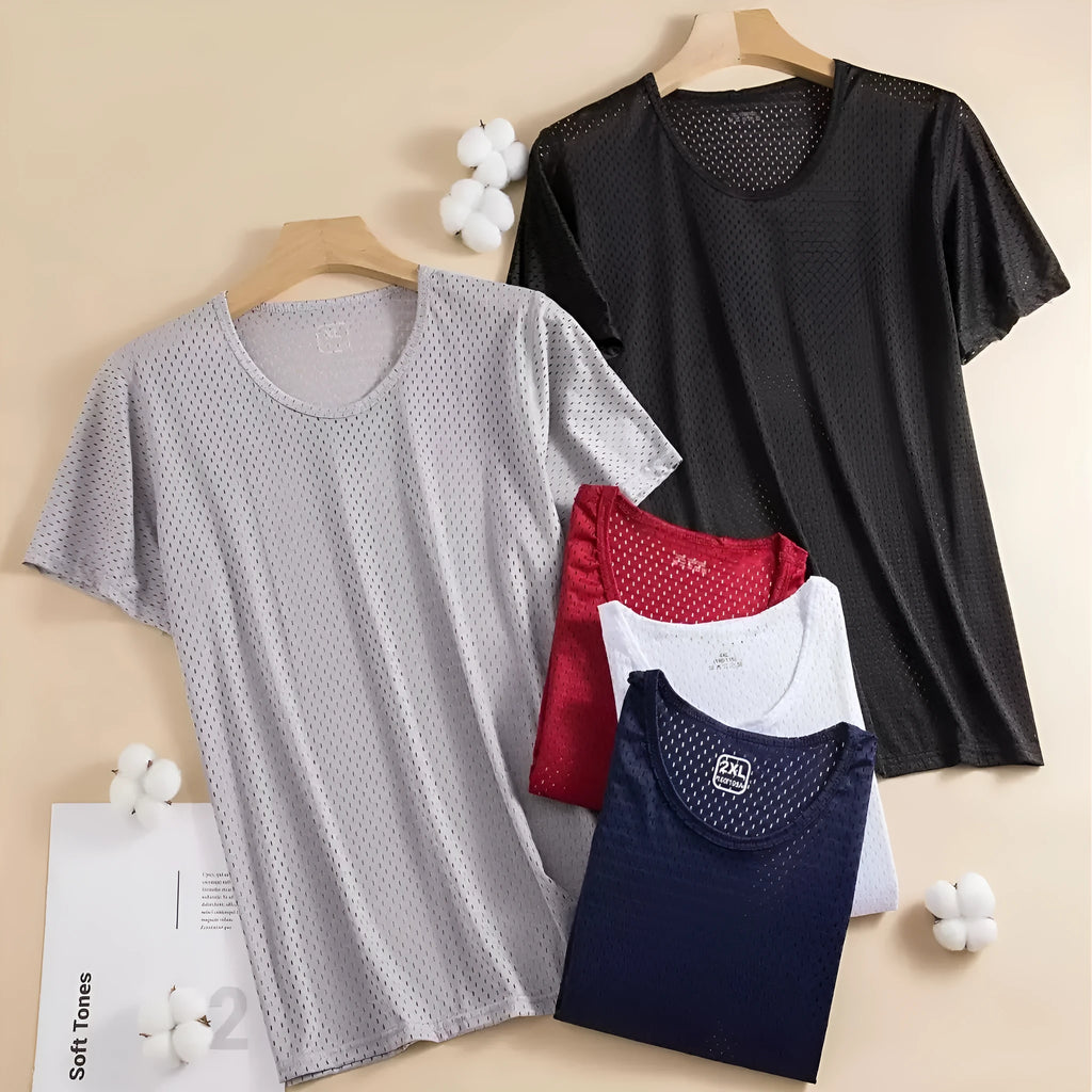 Men's solid colour Ice Silk short sleeve t-shirt in loose regular fit.