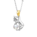 925 sterling silver clavicle chain necklace with electroplated cat charm pendant