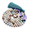Colourful agate amethyst tassel necklace with geometric gemstone beads measuring 95-100cm in length