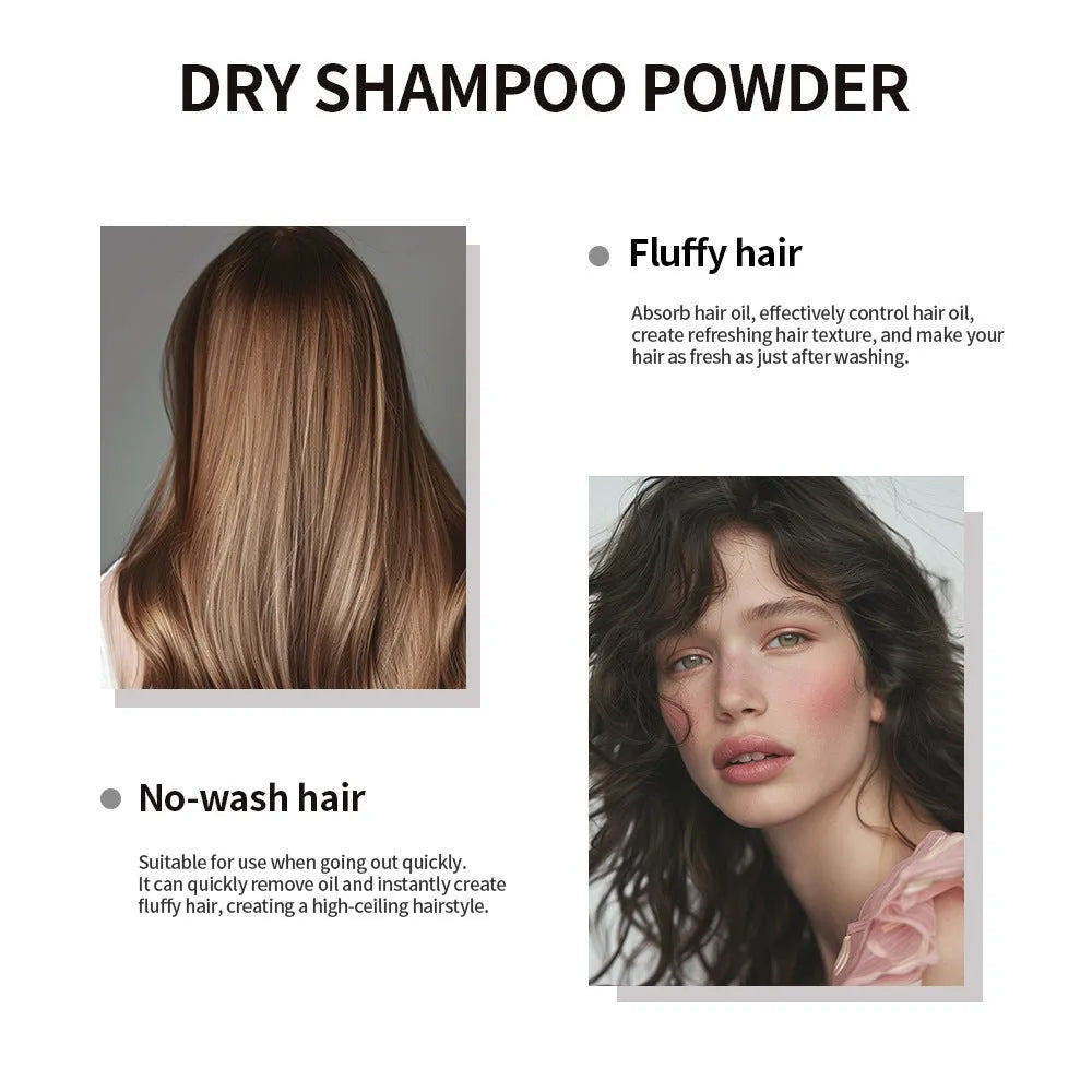 Disposable 5g dry shampoo powder sachet with sponge headband mirror applicator on blue background