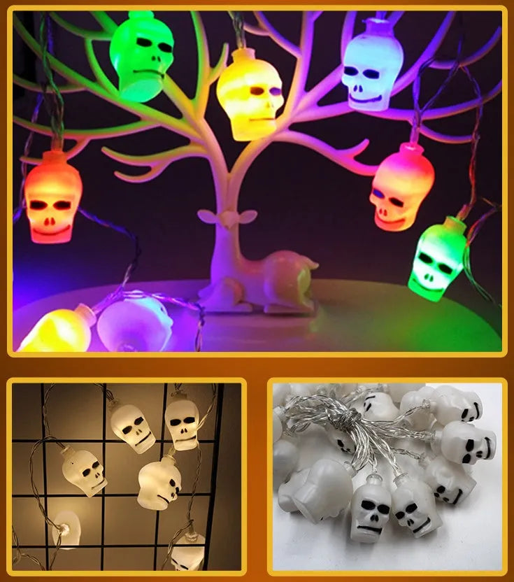 Halloween LED string lights with pumpkin, ghost, bat and spider pendants on 1.2m waterproof string