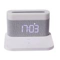 Black and white wireless charging desk lamp with digital clock display and night light function
