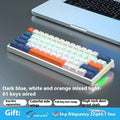 61-key compact mechanical keyboard with blue-white tea switches and wired connection