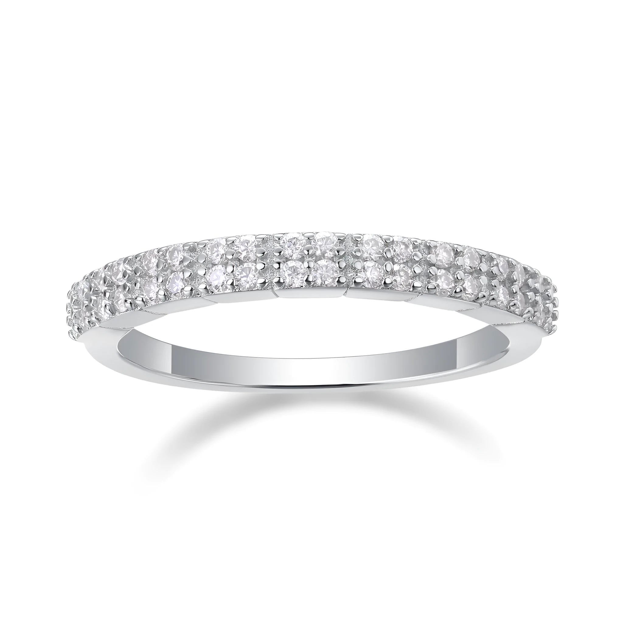 For Love moissanite wedding ring set in S925 silver with platinum plate, gold colour, size option, in gift box