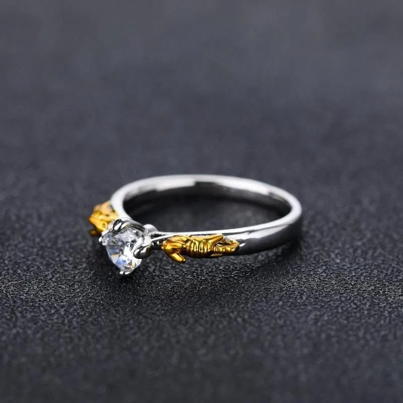 Copper metal crystal crown ring with black gold finish for cosplay and festival jewellery