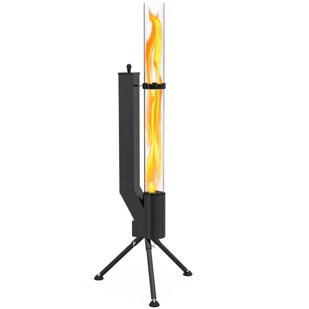 Vertical rocket integrated wood burning heating stove for courtyard installation with iron construction