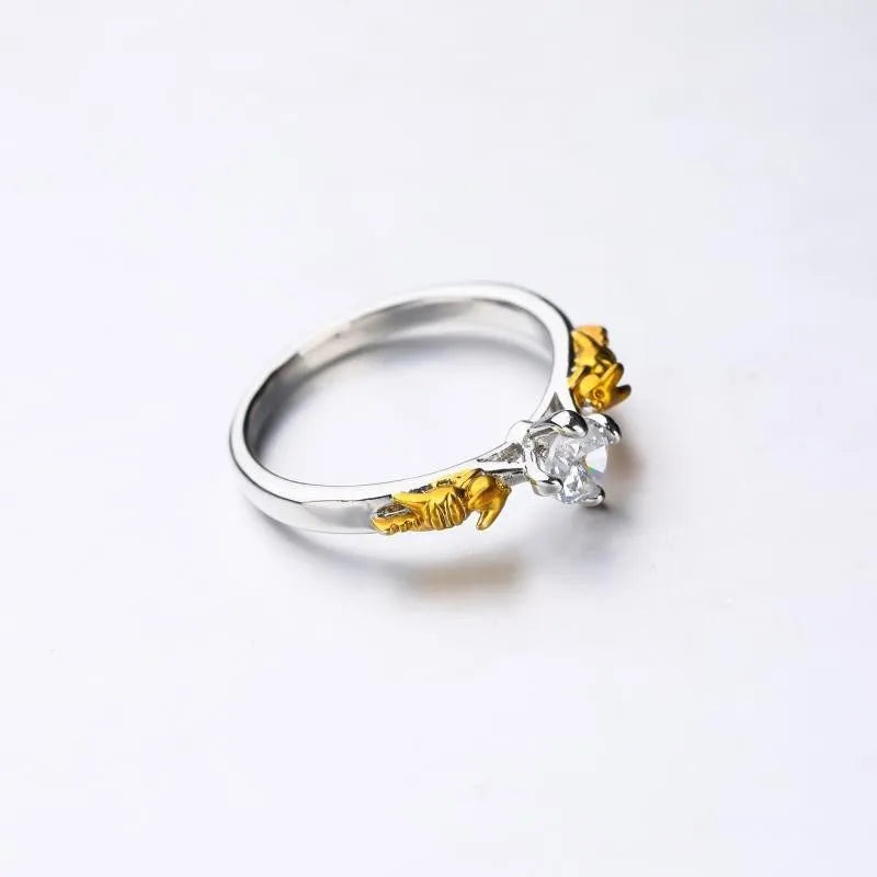 Copper metal crystal crown ring with black gold finish for cosplay and festival jewellery