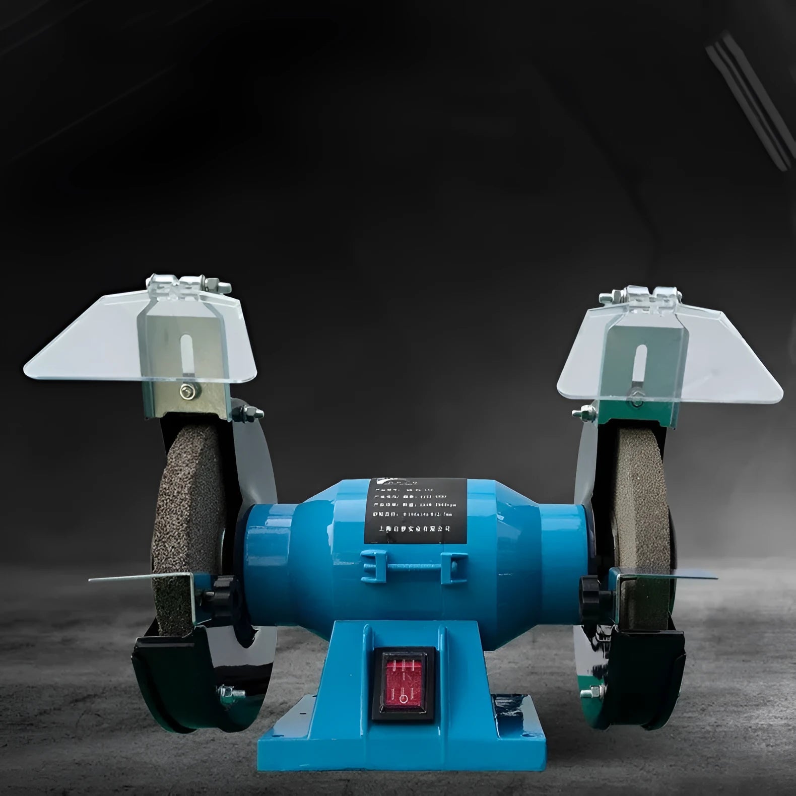 5-inch metal desktop polishing machine for sharpening knives on a workbench.