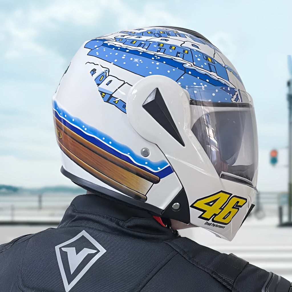 Men's and women's ABS full face motorcycle helmet in blue SER-285 colour
