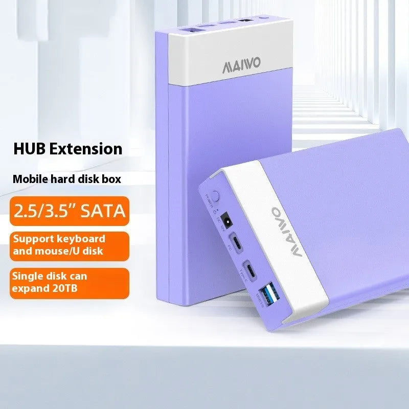 3.5 inch SATA to USB 3.0 hard disk enclosure in black and silver colour with power supply and data cable.