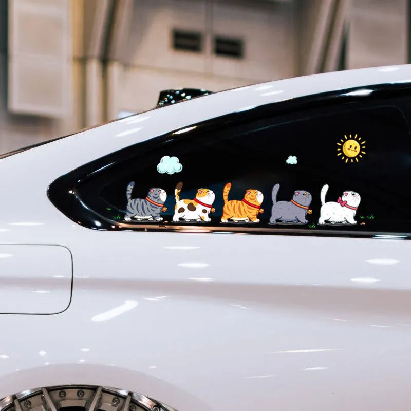 Five climbing cats silhouette car sticker in waterproof PVC adhesive material