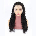 Human hair half lace front wig showing natural hairline and length options from 18 to 34 inches