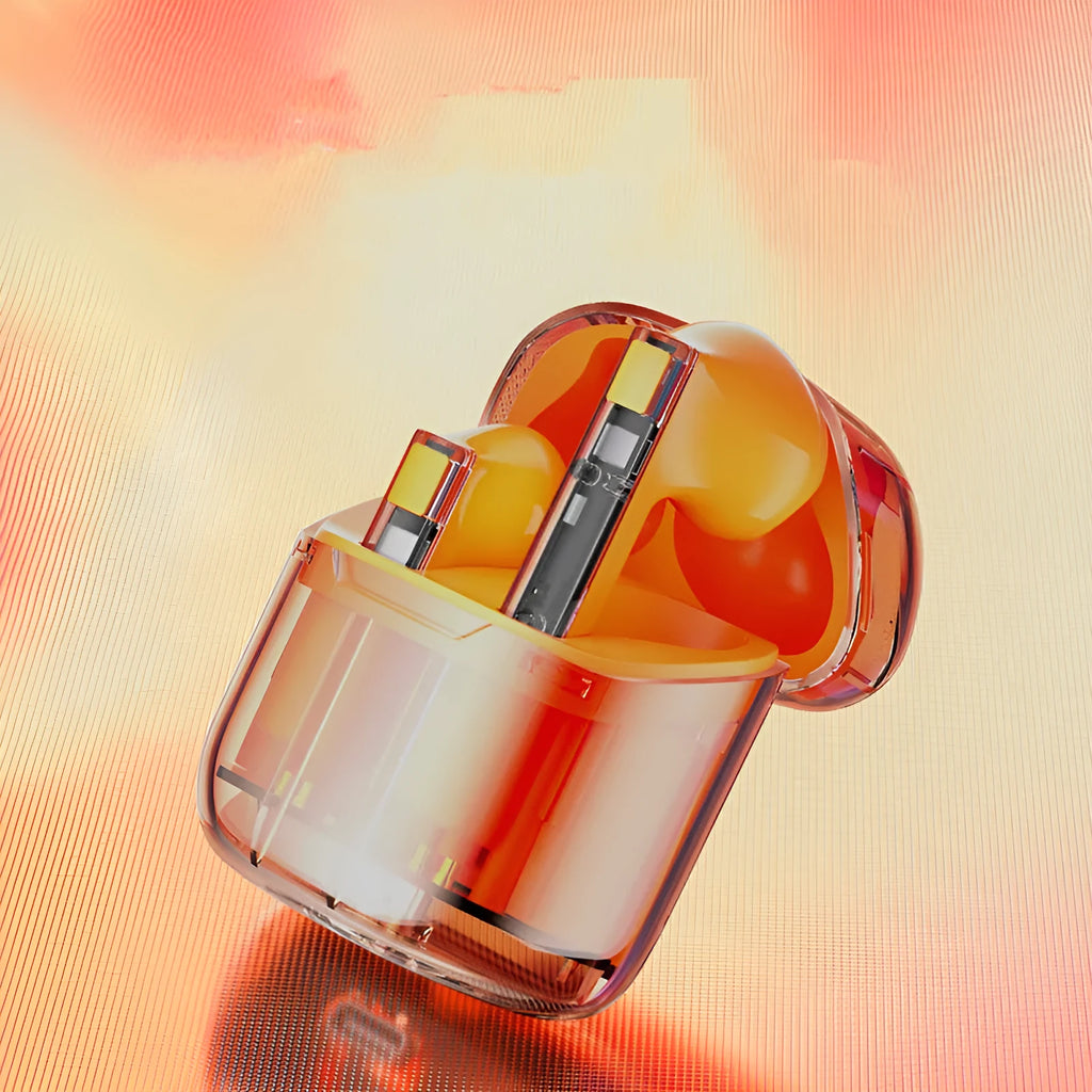 YX06 transparent true wireless stereo headphones in black, green, orange, or white colour options