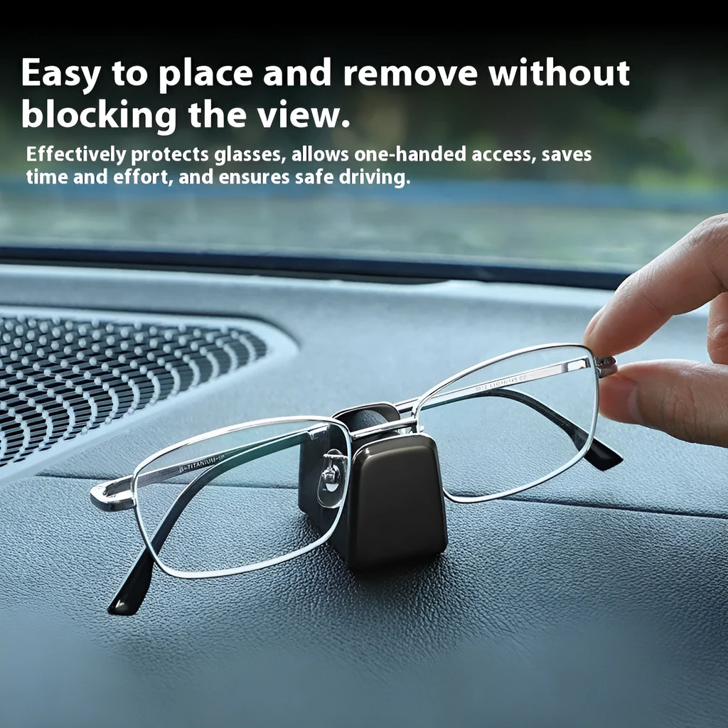 Zinc alloy and leather glasses clip for car dashboard in green, black, grey, or red