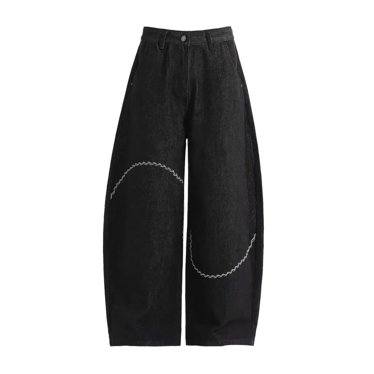 Black straight-leg denim trousers with micro-elastic stretch for men's autumn winter casual wear