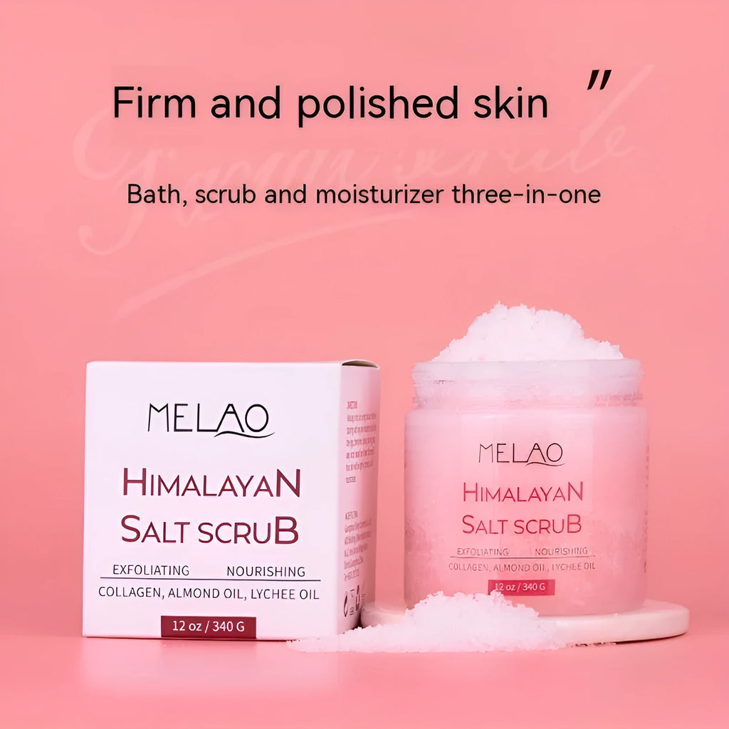 Himalayan Salt Body Scrub Cream 340g exfoliating moisturiser in white tub