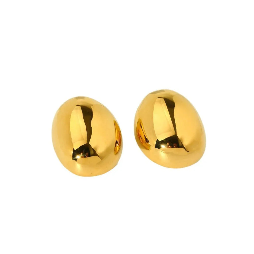 Geometric stud earrings with 18K gold plating and glazed surface in DFE139 colour