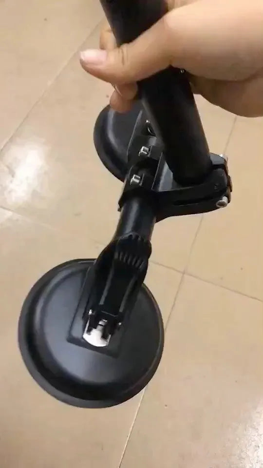 Black round car windscreen sucker base with ABS body and rubber suction cup for off-road flag mounting.