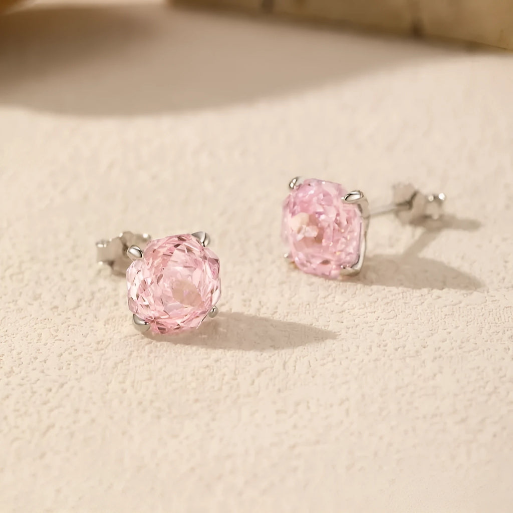 S925 sterling silver rose flower stud earrings in 6mm and 8mm sizes