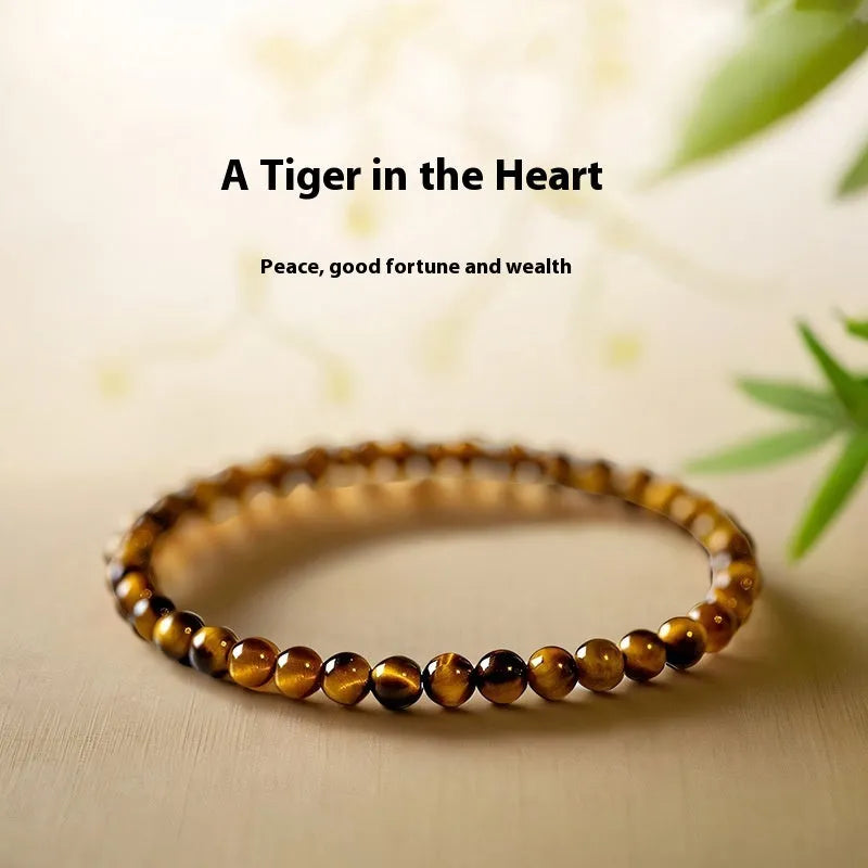 New Chinese style tigereye stone bracelet with geometric round bead design
