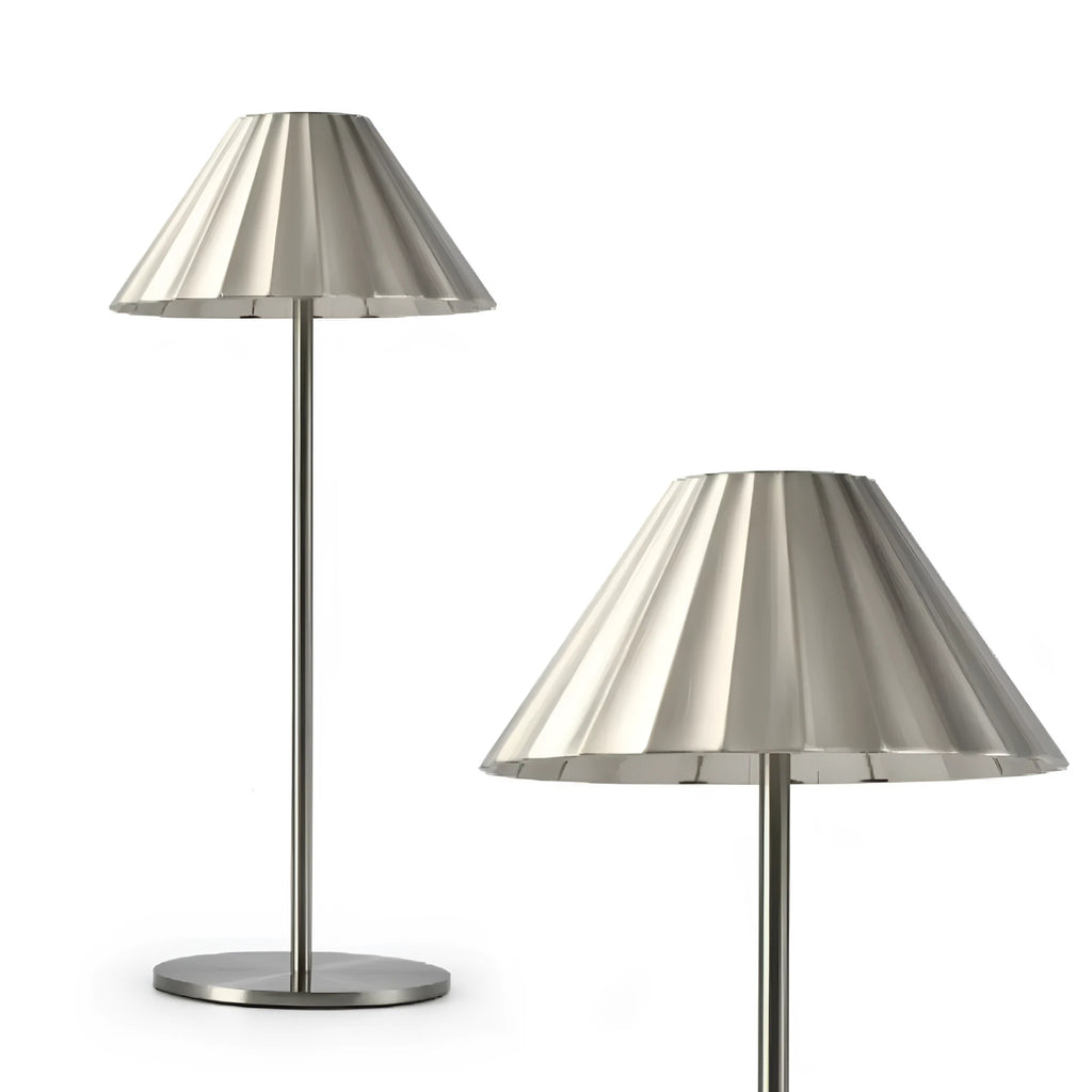 Alloy desk lamp in black, brown, sand, or white with USB-C port and touch dimming switch.