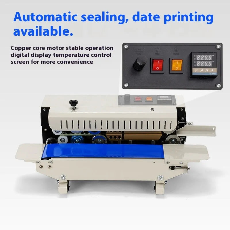 Mini handheld sealing machine with date printing function and steel seal mechanism