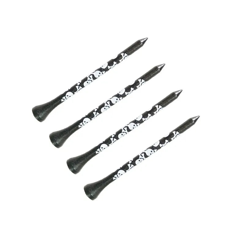 Black skull print bamboo dowel pins for golf accessories in 70mm and 83mm lengths