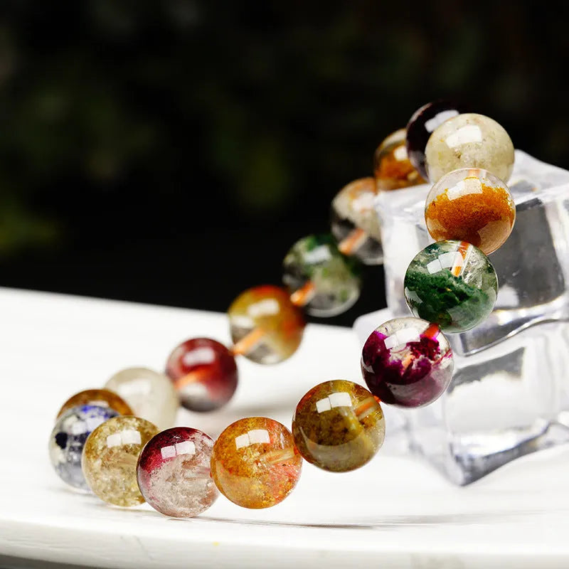 Crystal bracelet with colourful ghost cornucopia design and 10mm spherical beads