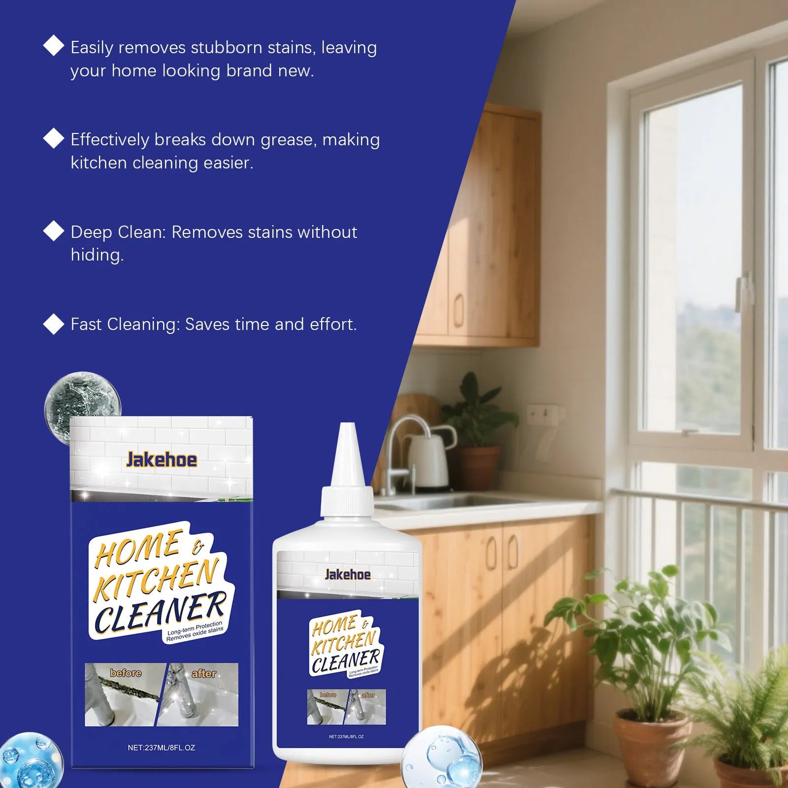Household decontamination gel tube, 237ml capacity for kitchen and bathroom cleaning