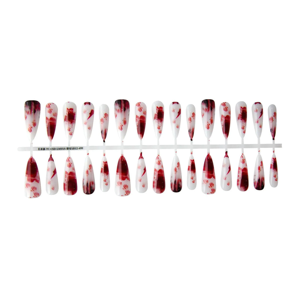 Y2k retro long water drop nail stickers in fission colour with glossy sealing layer, 40 pieces for ladies