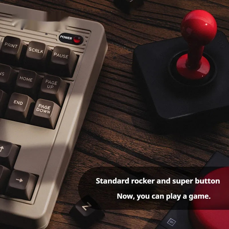 Retro C64 wireless mechanical keyboard with Bluetooth connectivity and ABS construction