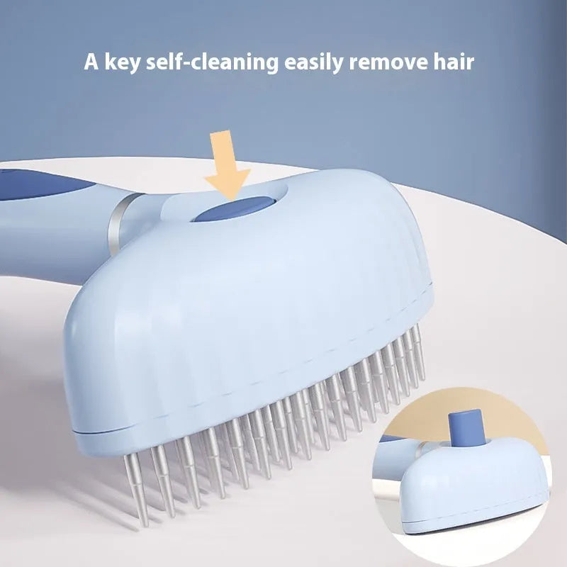 Stainless steel double-row pet grooming comb for dogs with blue or white handle options